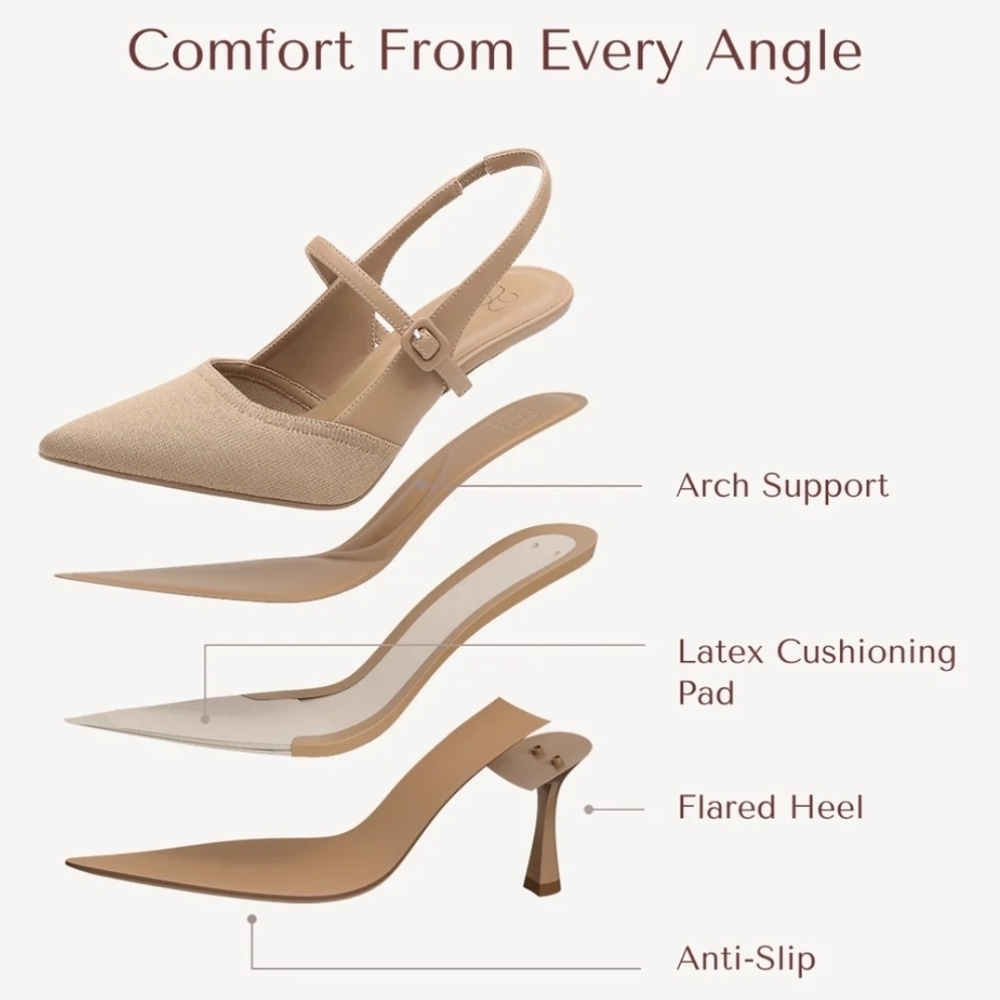 StrikeStep Elegant Stiletto Heeled Slingback Cream - Picture 3 of 4
